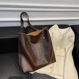 Women Shoulder Bags Solid Casual Chain Decor Underarm Bag Purse Handbags