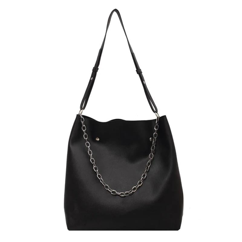 Women Shoulder Bags Solid Casual Chain Decor Underarm Bag Purse Handbags