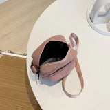 Women Corduroy Shoulder Bags Striped Handbags Casual Zip Tote