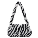 Leopard Print Furry Plush Shoulder Bag for Women