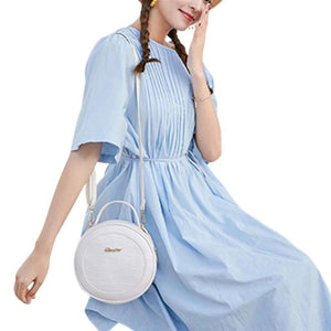 Crocodile Pattern Circle Crossbody Bag Faux Leather Shoulder Handbag