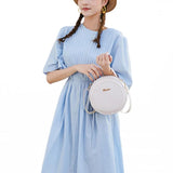 Crocodile Pattern Circle Crossbody Bag Faux Leather Shoulder Handbag