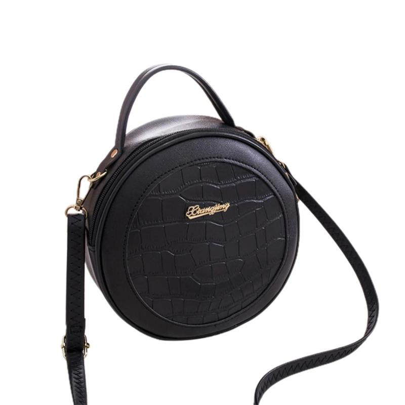 Crocodile Pattern Circle Crossbody Bag Faux Leather Shoulder Handbag