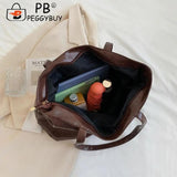 Vintage PU Leather Zipper Shoulder Bag Women Casual Large Capacity