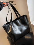 Vintage PU Leather Zipper Shoulder Bag Women Casual Large Capacity