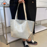 Vintage PU Leather Zipper Shoulder Bag Women Casual Large Capacity