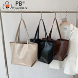 Vintage PU Leather Zipper Shoulder Bag Women Casual Large Capacity