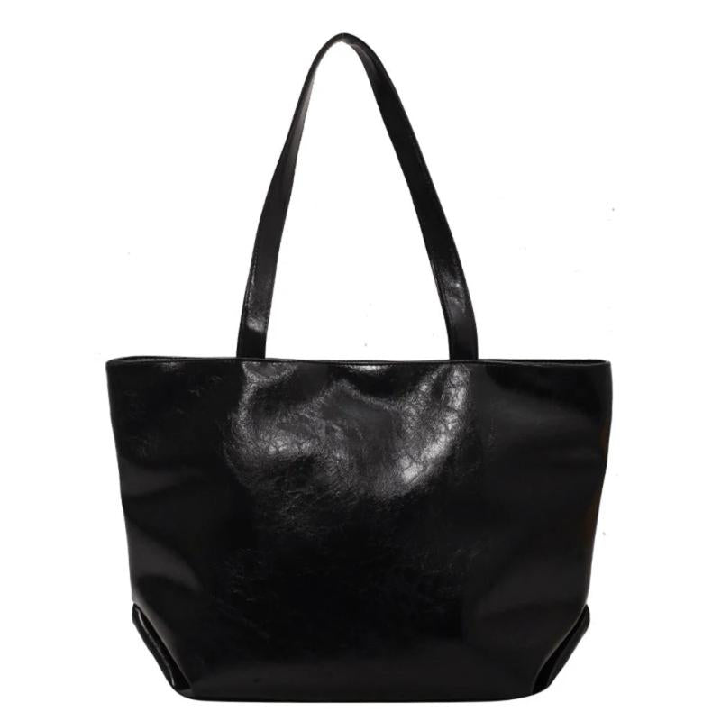 Vintage PU Leather Zipper Shoulder Bag Women Casual Large Capacity
