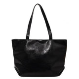 Vintage PU Leather Zipper Shoulder Bag Women Casual Large Capacity
