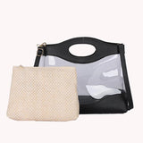2pcs Women Shoulder Bags Straw PVC Clear Casual Totes Crossbody Handbag Sets
