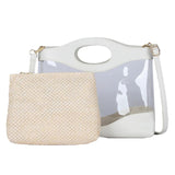 2pcs Women Shoulder Bags Straw PVC Clear Casual Totes Crossbody Handbag Sets