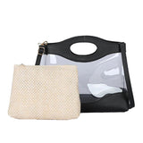 2pcs Women Shoulder Bags Straw PVC Clear Casual Totes Crossbody Handbag Sets