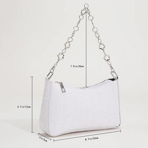 Stone Pattern Leather Women Underarm Shoulder Bags Flower Chain Handbag Tote