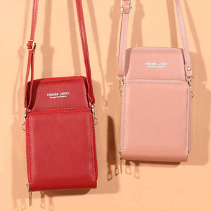 Matte Leather Shoulder Bag with Dual Compartments