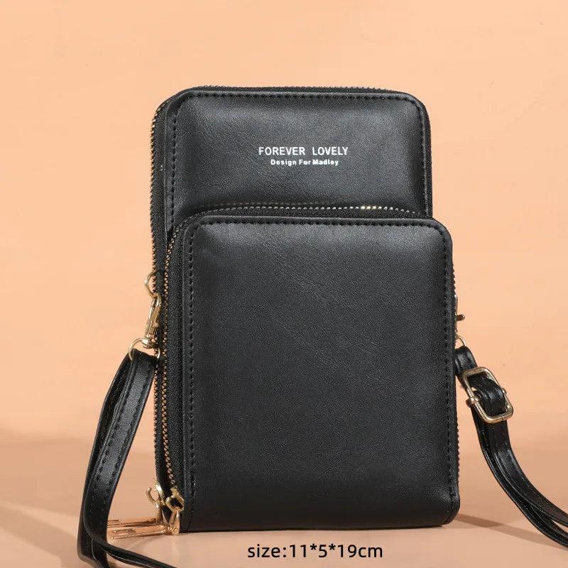 Matte Leather Shoulder Bag with Dual Compartments