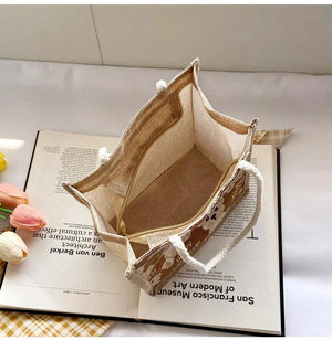 Bear Linen Handbag Women's Bag Small Handbags Shoulder Bag Student Tote Bag
