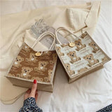 Bear Linen Handbag Women's Bag Small Handbags Shoulder Bag Student Tote Bag