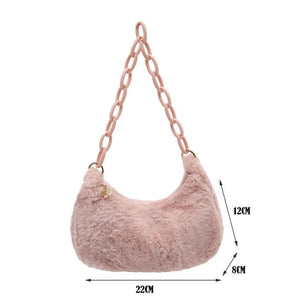 Vintage Acrylic Chain Plush Underarm Bag