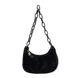 Vintage Acrylic Chain Plush Underarm Bag