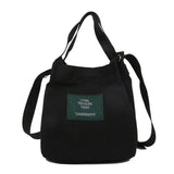 Literature Girl Canvas Shoulder Bag Solid Bucket Crossbody Bag