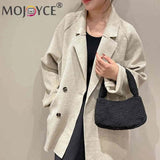 Lamb Wool Commute Bags Soft Winter Tote Casual Portable Warm Zipper Solid