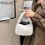 Lamb Wool Commute Bags Soft Winter Tote Casual Portable Warm Zipper Solid