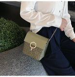 Women's Rattan Woven Straw Bag Shoulder Crossbody Vintage Ladies Beach Handbag
