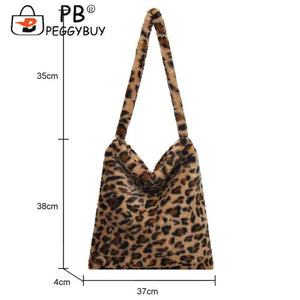 Vintage Crossbody Bag Soft Plush Tote Messenger Love Print Leopard
