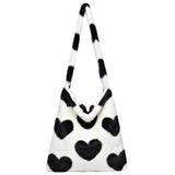 Vintage Crossbody Bag Soft Plush Tote Messenger Love Print Leopard