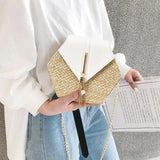 Hexagon Shoulder Bag Woven Beach Circle Handbag Summer Rattan Bag