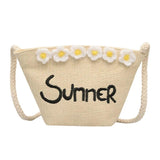 Summer Bohemia Shoulder Bags Women Beach Straw Woven Letters Embroidery Bags