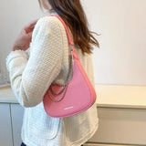 Striped Shoulder Bag Small Flap PU Leather Women's Crossbody Handbag