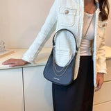 Striped Shoulder Bag Small Flap PU Leather Women's Crossbody Handbag