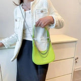 Striped Shoulder Bag Small Flap PU Leather Women's Crossbody Handbag