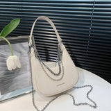 Striped Shoulder Bag Small Flap PU Leather Women's Crossbody Handbag