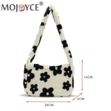 Vintage Flower Printing Crossbody Bag Plush Autumn Winter Soft