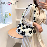 Vintage Flower Printing Crossbody Bag Plush Autumn Winter Soft