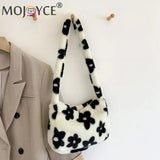 Vintage Flower Printing Crossbody Bag Plush Autumn Winter Soft
