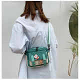 Canvas Student Crossbody Bag, Multifunctional All-match Square Bag