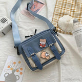 Canvas Student Crossbody Bag, Multifunctional All-match Square Bag