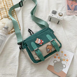 Canvas Student Crossbody Bag, Multifunctional All-match Square Bag