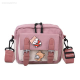 Canvas Student Crossbody Bag, Multifunctional All-match Square Bag
