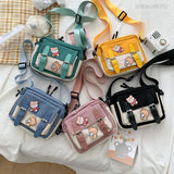 Canvas Student Crossbody Bag, Multifunctional All-match Square Bag