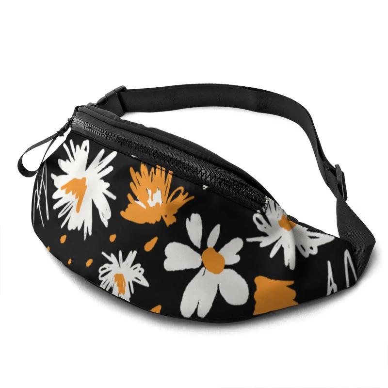 Daisy Print Unisex Running Waist pack Adjustable Chest Bags Zipper