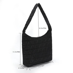 Winter Cotton Padded Shoulder Bag Soft Handbag Casual Quilted Tote Bag
