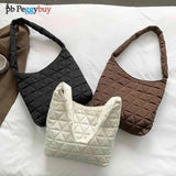 Winter Cotton Padded Shoulder Bag Soft Handbag Casual Quilted Tote Bag