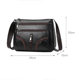 Mother Braided PU Leather Shoulder Messenger Bag Multi-Pocket Handbag