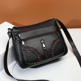 Mother Braided PU Leather Shoulder Messenger Bag Multi-Pocket Handbag