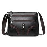 Mother Braided PU Leather Shoulder Messenger Bag Multi-Pocket Handbag