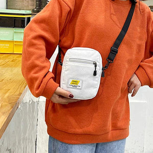 Corduroy Shoulder Bag Zipper Messenger Bag Multi-layer Street Shoulder Bag